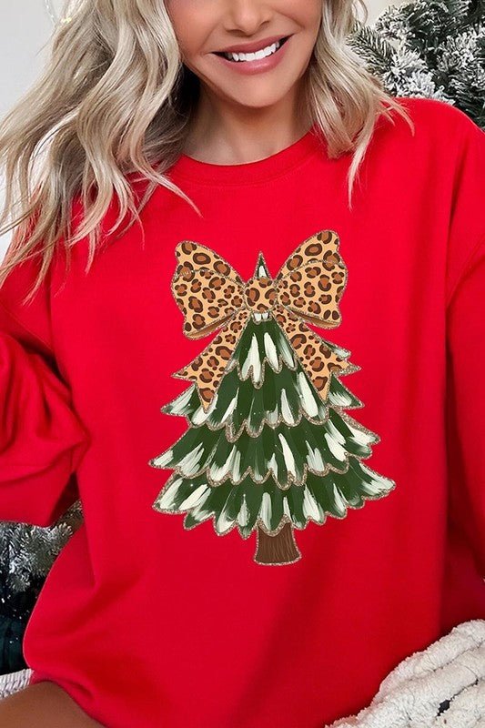 Faux Glitter Colorful Christmas Tree Sweatshirts - Bitsy Gypsy Boutique