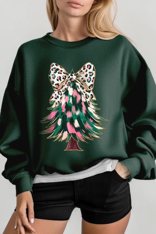 Faux Glitter Colorful Christmas Tree Sweatshirts - Bitsy Gypsy Boutique