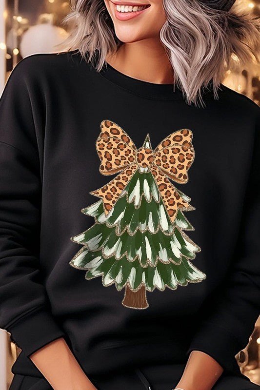 Faux Glitter Colorful Christmas Tree Sweatshirts - Bitsy Gypsy Boutique