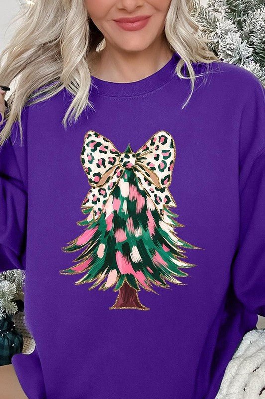 Faux Glitter Colorful Christmas Tree Sweatshirts - Bitsy Gypsy Boutique