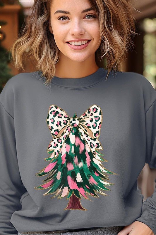 Faux Glitter Colorful Christmas Tree Sweatshirts - Bitsy Gypsy Boutique