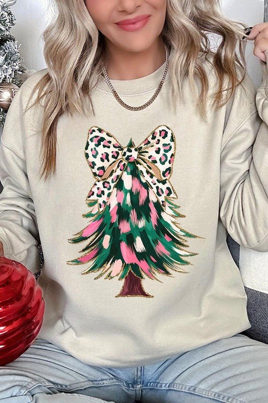 Faux Glitter Colorful Christmas Tree Sweatshirts - Bitsy Gypsy Boutique