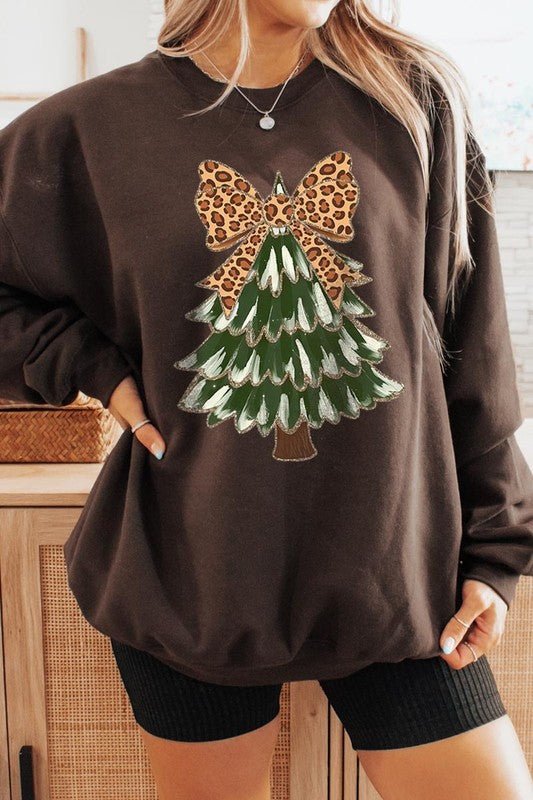 Faux Glitter Colorful Christmas Tree Sweatshirts - Bitsy Gypsy Boutique