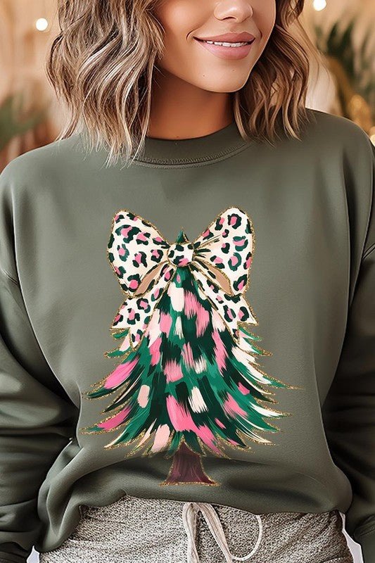 Faux Glitter Colorful Christmas Tree Sweatshirts - Bitsy Gypsy Boutique