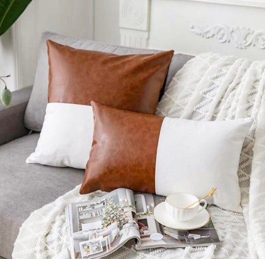 Faux leather lumbar pillow, 12x20in/ 16x26 in - Bitsy Gypsy Boutique