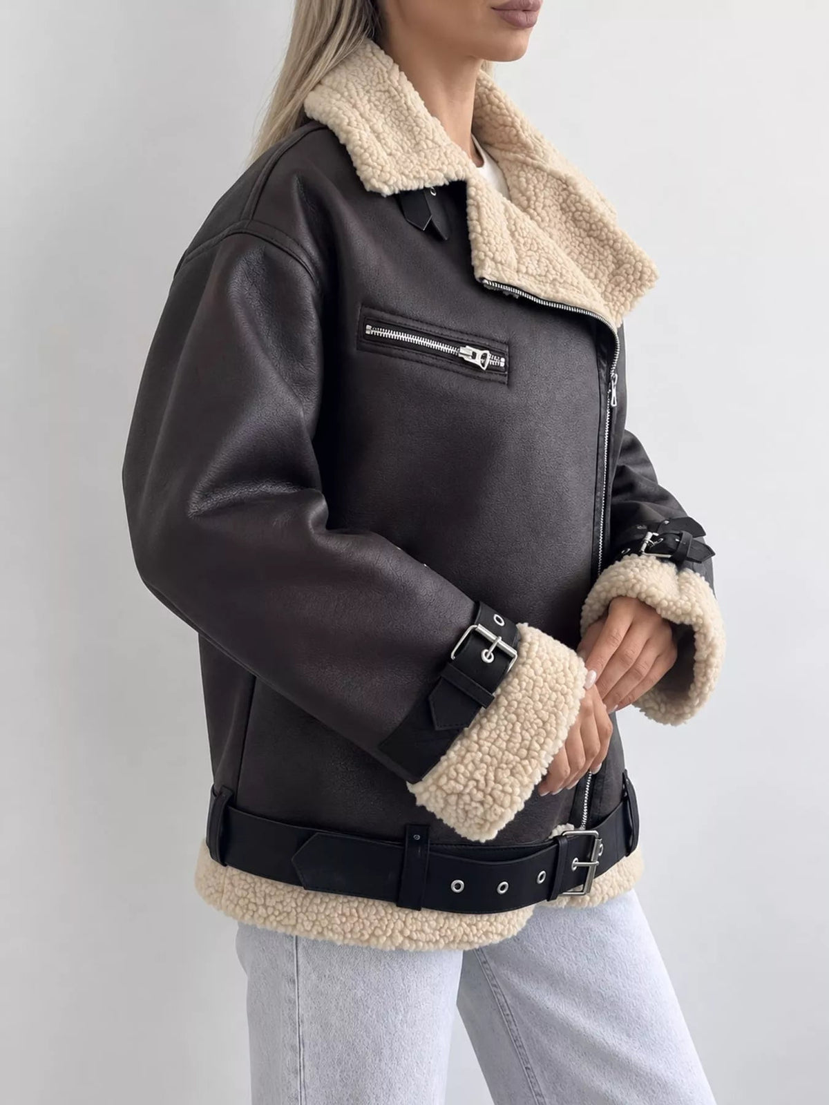 Faux Leather Zip Up Jacket - Bitsy Gypsy Boutique