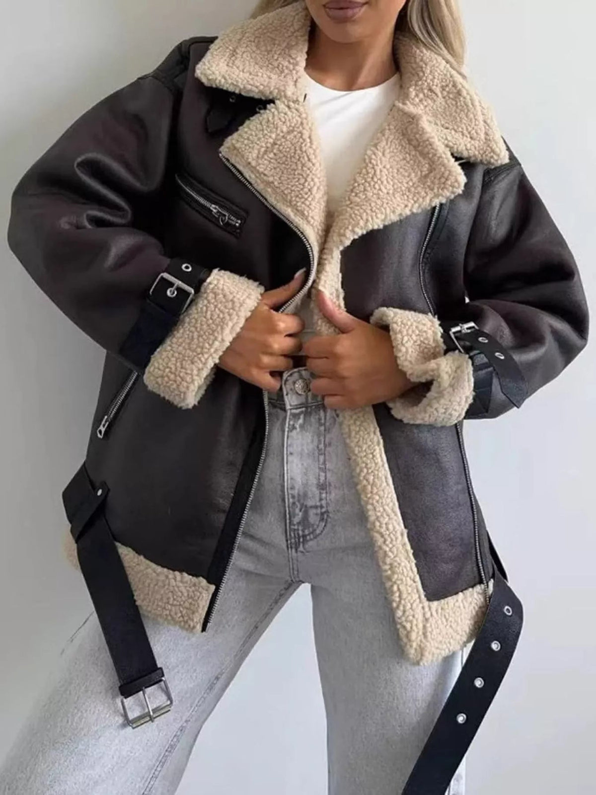 Faux Leather Zip Up Jacket - Bitsy Gypsy Boutique
