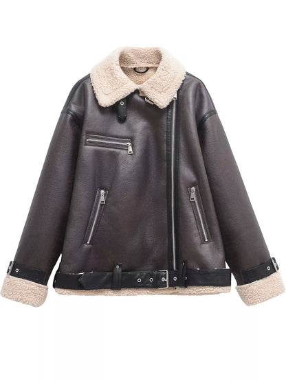 Faux Leather Zip Up Jacket - Bitsy Gypsy Boutique