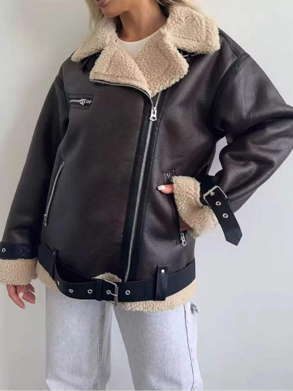 Faux Leather Zip Up Jacket - Bitsy Gypsy Boutique