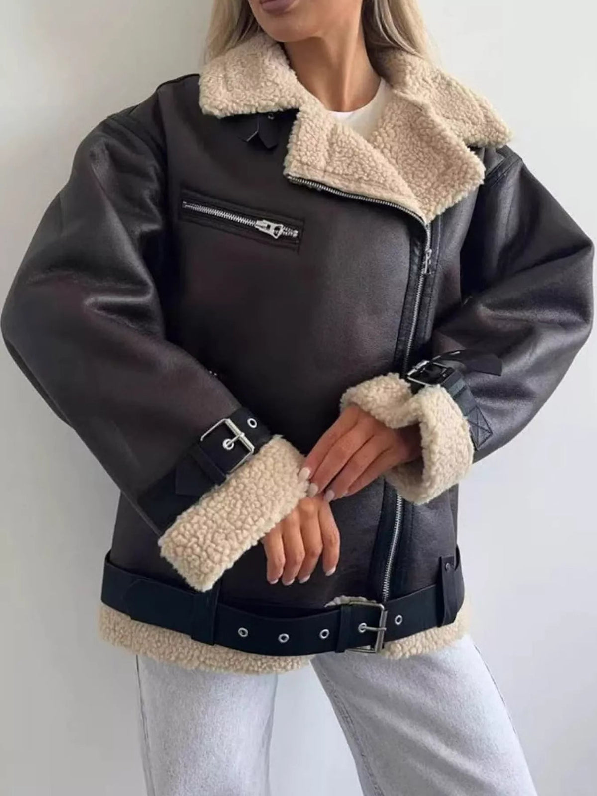 Faux Leather Zip Up Jacket - Bitsy Gypsy Boutique