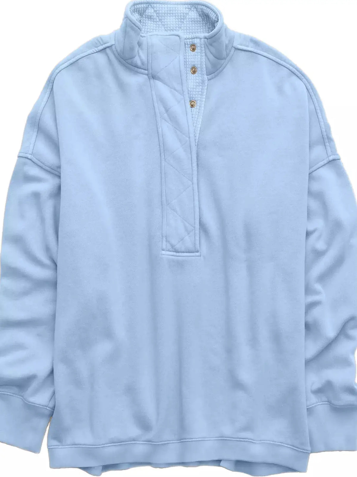 Half Snap Dropped Shoulder Sweatshirt by Trendsi