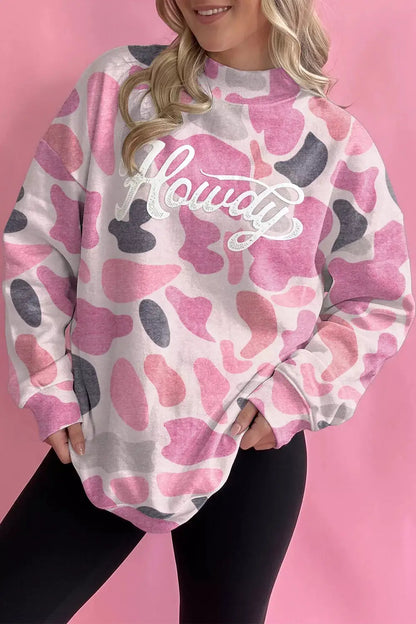 Camouflage Western Style Pullover Sweatshirt by Trendsi