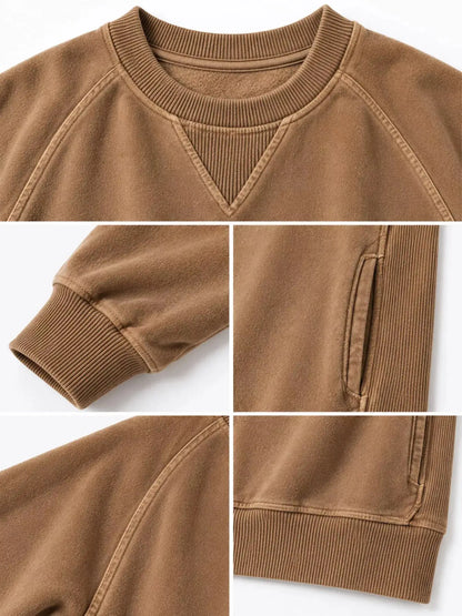 Crew Neck Raglan Sleeve Sweatshirt by Trendsi