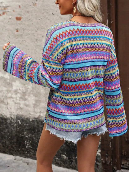 Vibrant Multi-Color Geometric Pattern Knit Top by Trendsi