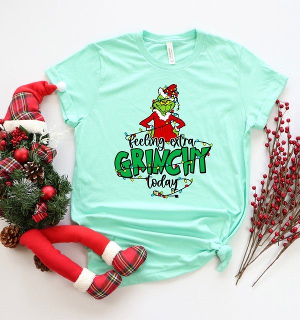 Feeling Extra Grinchy Today Holiday Graphic Tee - Bitsy Gypsy Boutique