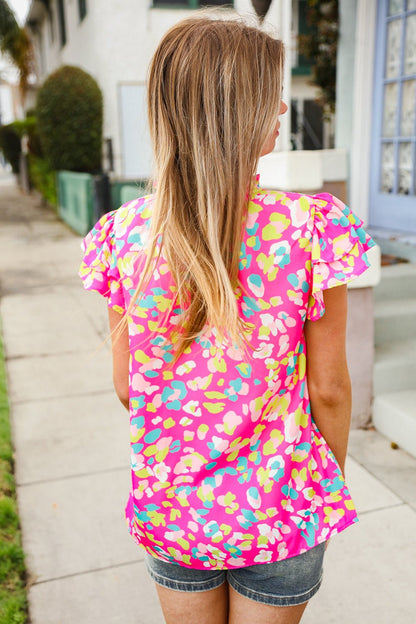 Feeling Femme in Pink Floral Print Frill Mock Neck Blouse - Bitsy Gypsy Boutique
