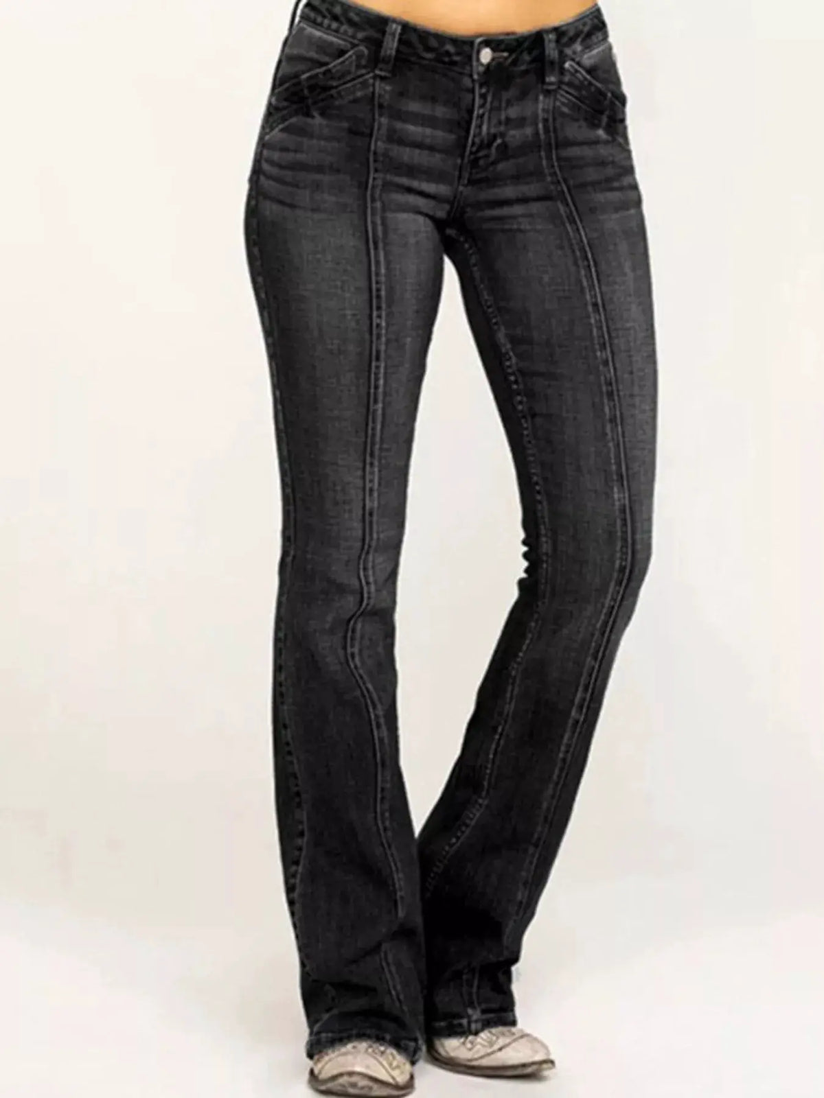 Mid-Rise Bootcut Jeans by Trendsi