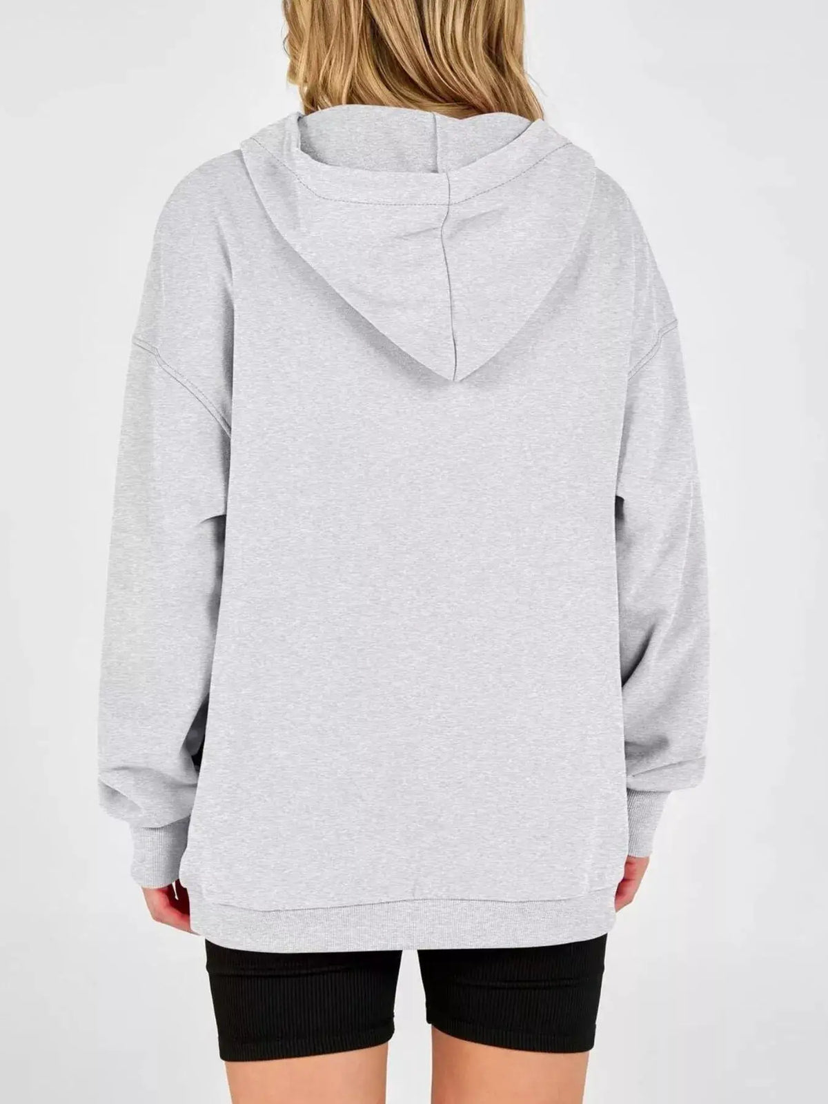 Half Snap Dropped Shoulder Hoodie by Trendsi