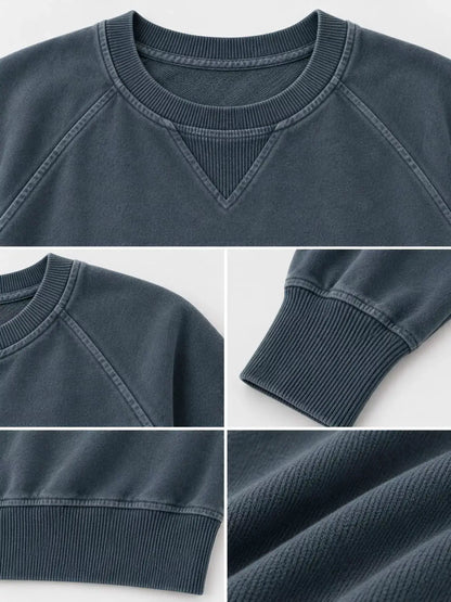 Crew Neck Raglan Sleeve Sweatshirt by Trendsi