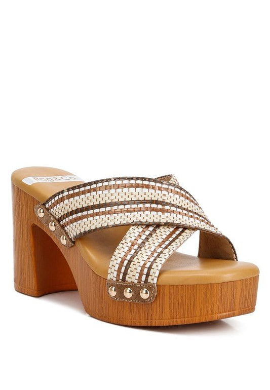 Finley Raffia High Block Heel Clogs - Bitsy Gypsy Boutique