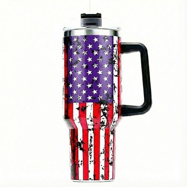 Flag SS Insulated Tumbler Handle Straw - Bitsy Gypsy Boutique