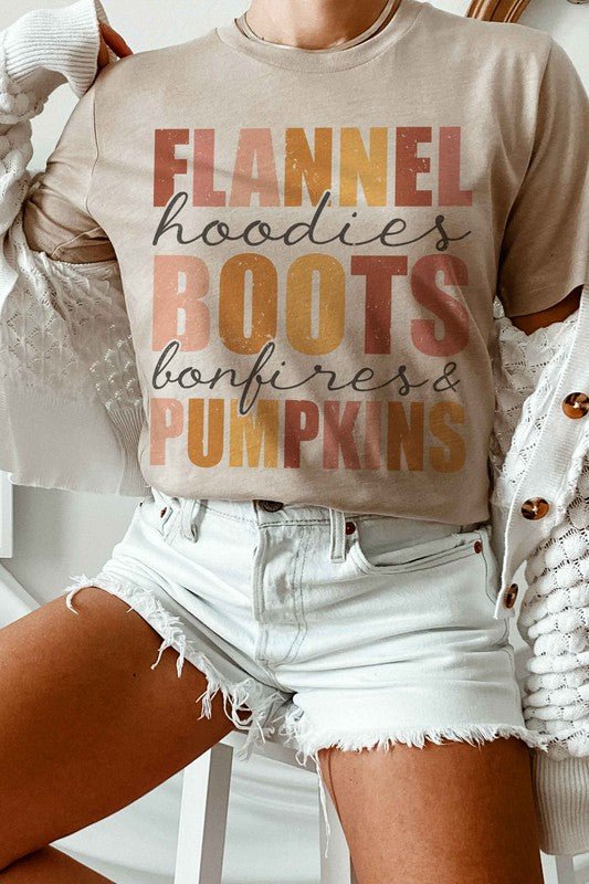 FLANNEL BOOTS PUMPKINS Graphic Tee - Bitsy Gypsy Boutique