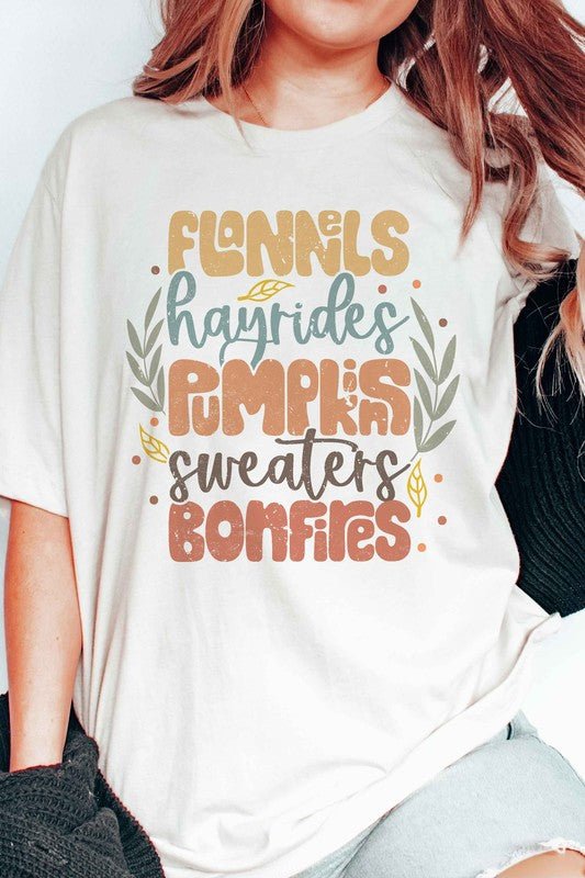 FLANNELS HAYRIDES PUMPKINS Graphic Tee - Bitsy Gypsy Boutique