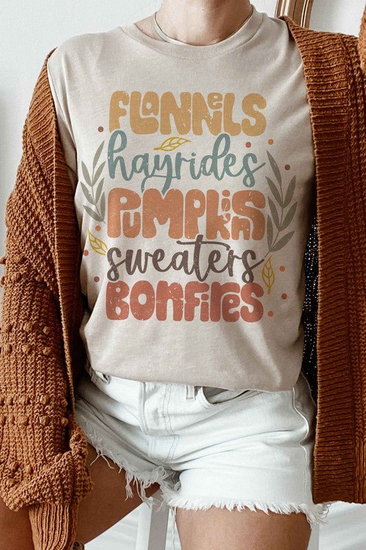 FLANNELS HAYRIDES PUMPKINS Graphic Tee - Bitsy Gypsy Boutique