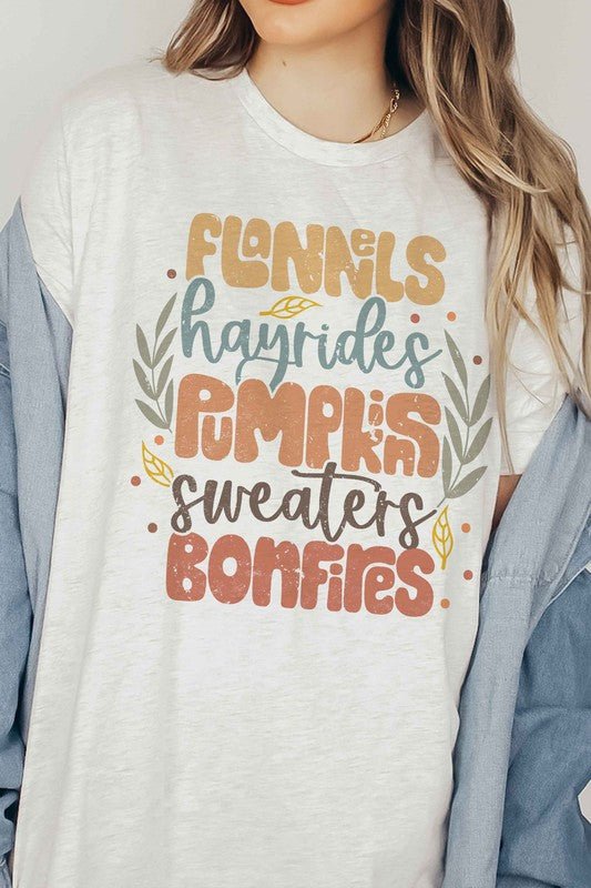 FLANNELS HAYRIDES PUMPKINS Graphic Tee - Bitsy Gypsy Boutique