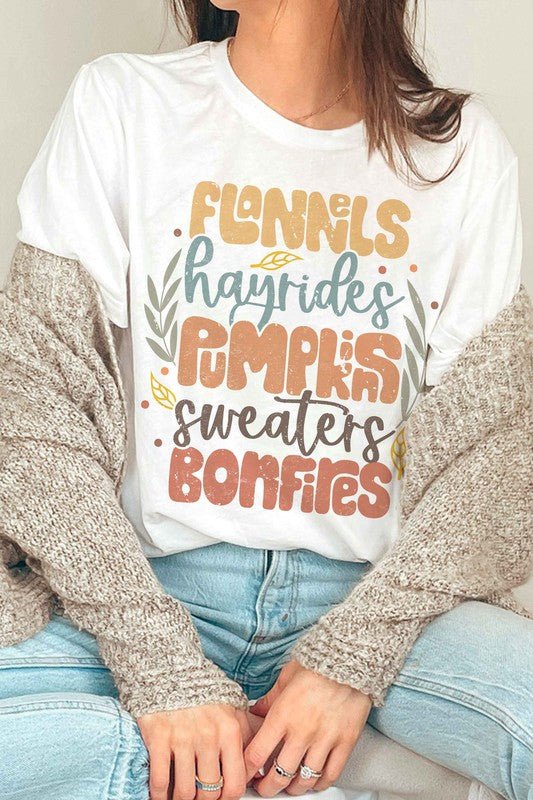 FLANNELS HAYRIDES PUMPKINS Graphic Tee - Bitsy Gypsy Boutique