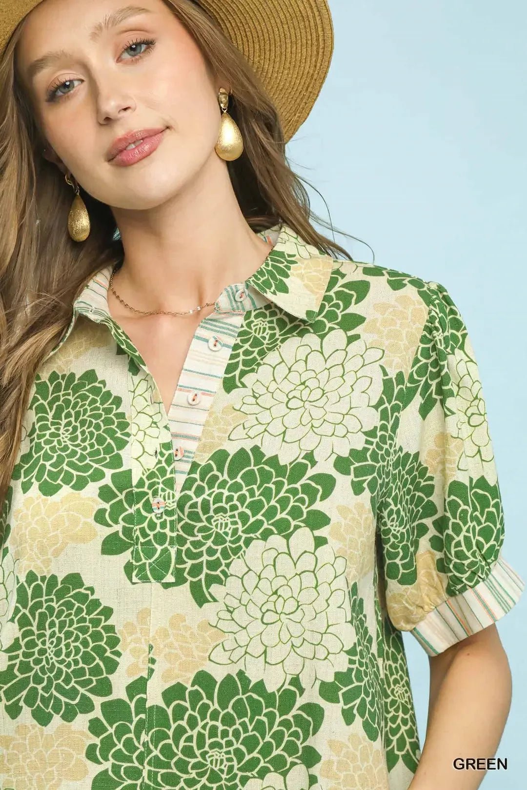 Floral Collared Short Sleeve Blouse - Bitsy Gypsy Boutique