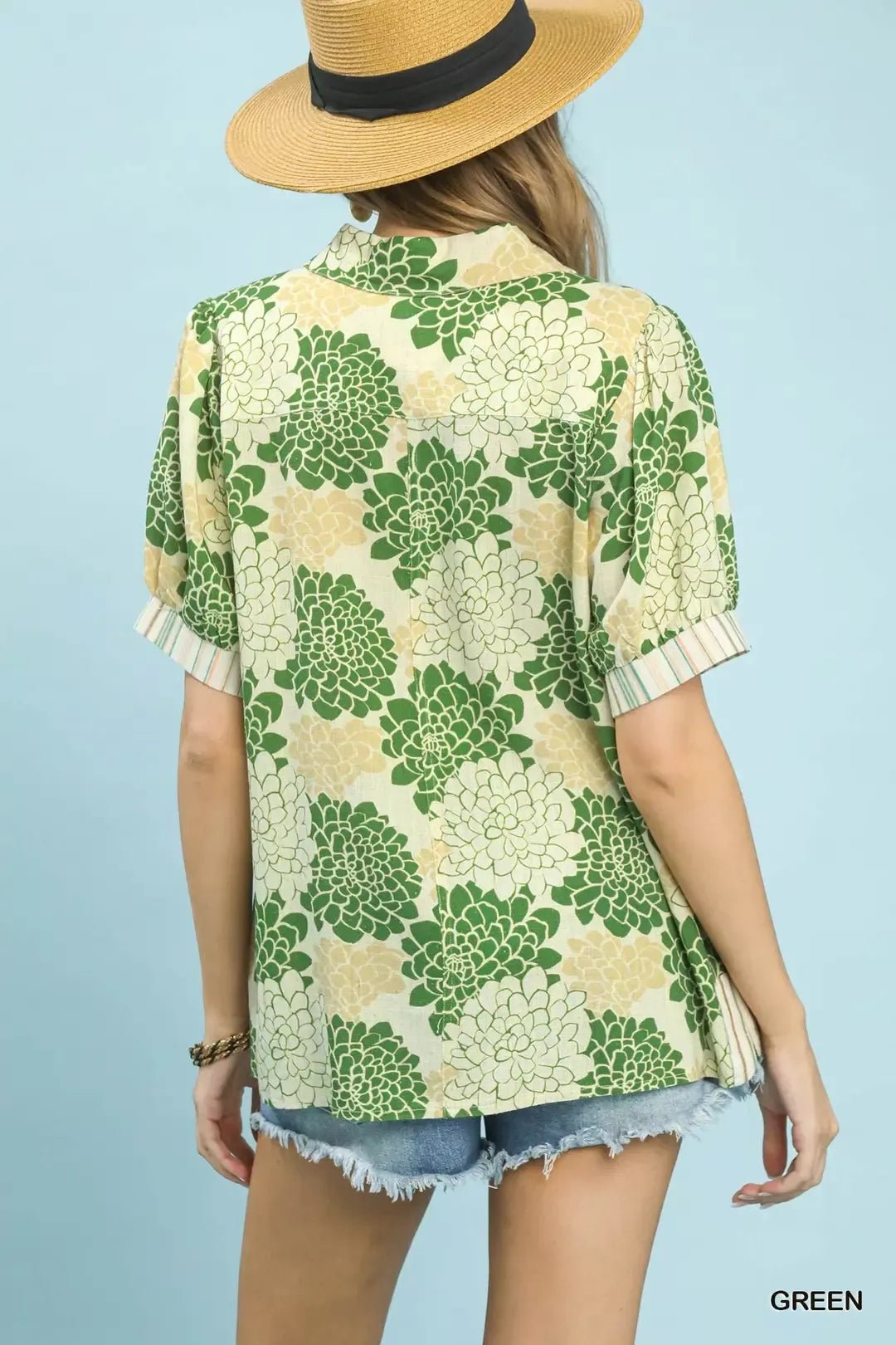 Floral Collared Short Sleeve Blouse - Bitsy Gypsy Boutique