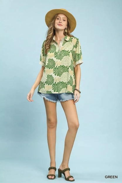 Floral Collared Short Sleeve Blouse - Bitsy Gypsy Boutique