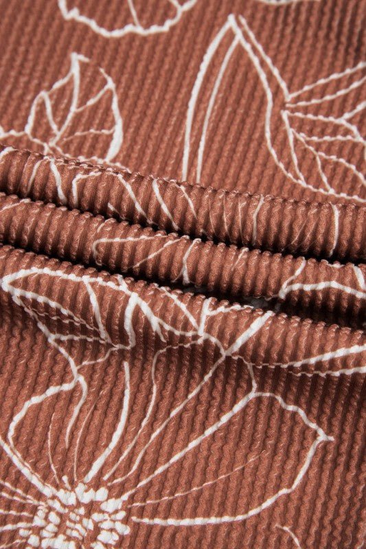 Floral Corded Knit Kangaroo Pocket Hoodie - Bitsy Gypsy Boutique