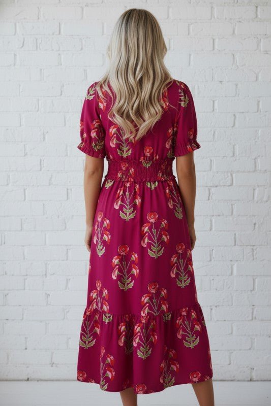 Floral Frilled V - Neck Ruffle Maxi Dress - Bitsy Gypsy Boutique
