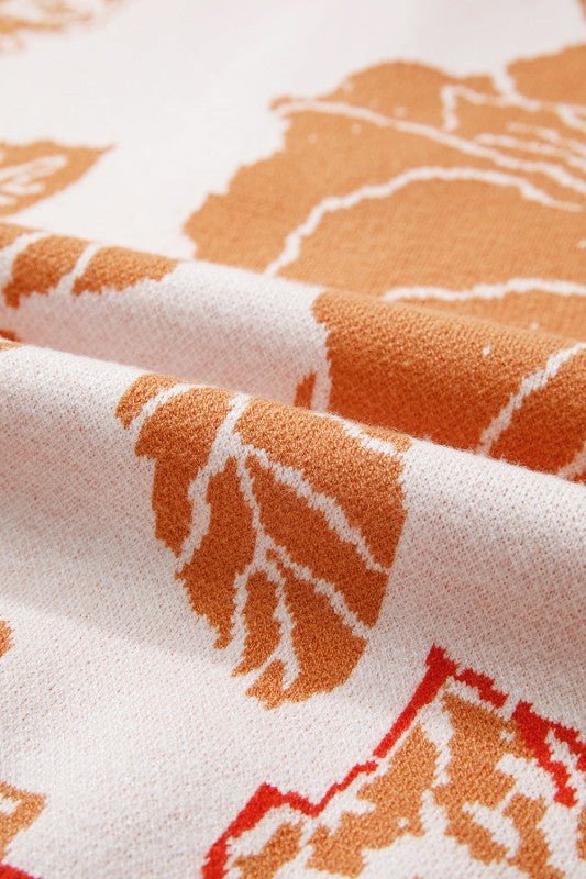 Floral Half Zip Collared Pullover Sweater - Bitsy Gypsy Boutique