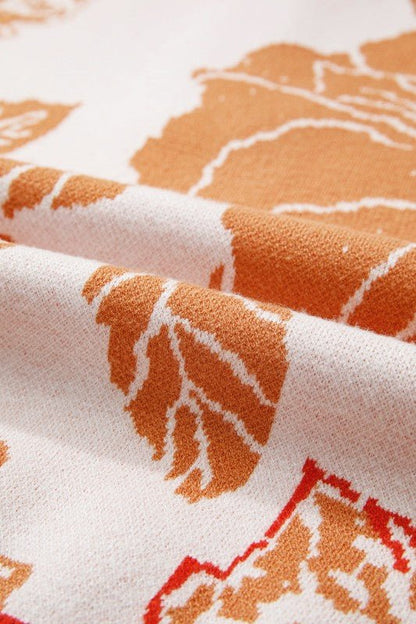 Floral Half Zip Collared Pullover Sweater - Bitsy Gypsy Boutique