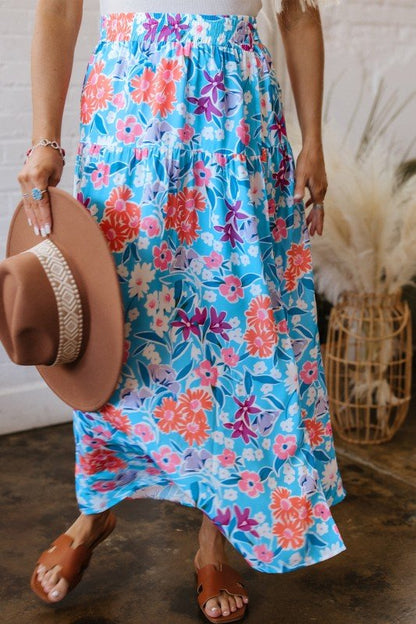 Floral High Waist Side Split Wrap Maxi Skirt - Bitsy Gypsy Boutique