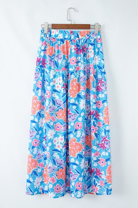 Floral High Waist Side Split Wrap Maxi Skirt - Bitsy Gypsy Boutique