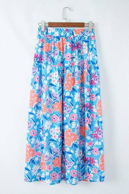 Floral High Waist Side Split Wrap Maxi Skirt - Bitsy Gypsy Boutique