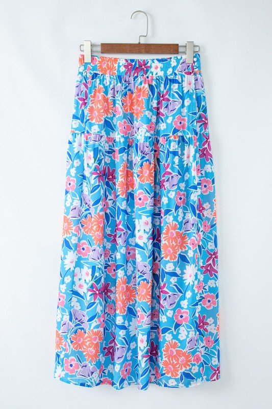 Floral High Waist Side Split Wrap Maxi Skirt - Bitsy Gypsy Boutique