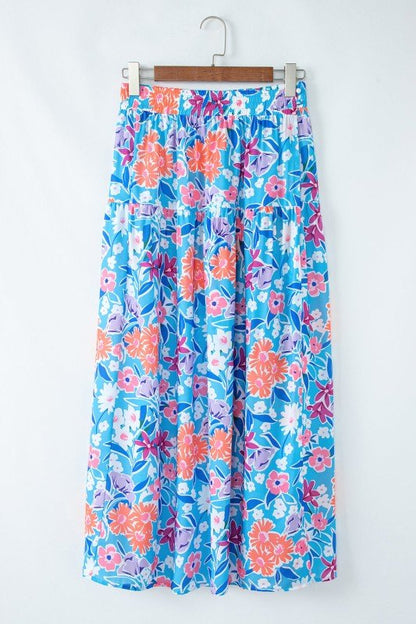 Floral High Waist Side Split Wrap Maxi Skirt - Bitsy Gypsy Boutique