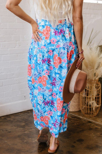 Floral High Waist Side Split Wrap Maxi Skirt - Bitsy Gypsy Boutique