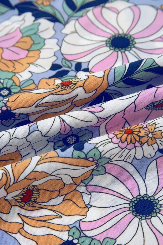 Floral Lace Up High Waist Ruffle Maxi Skirt - Bitsy Gypsy Boutique