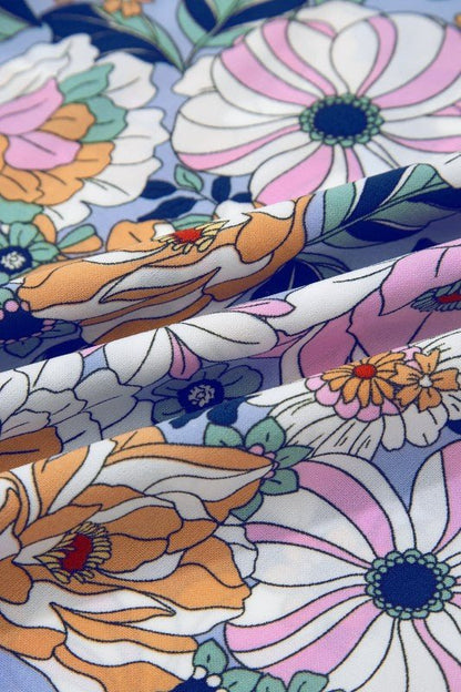 Floral Lace Up High Waist Ruffle Maxi Skirt - Bitsy Gypsy Boutique