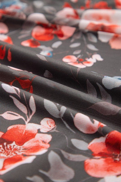 Floral Mesh Long Sleeve Mini Dress - Bitsy Gypsy Boutique