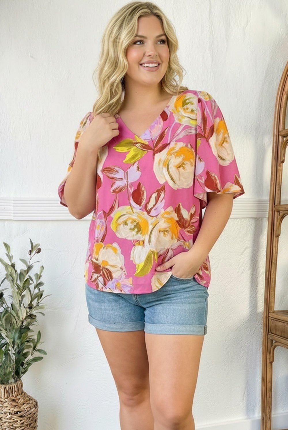 Floral Muse V Neck Blouse - Bitsy Gypsy Boutique