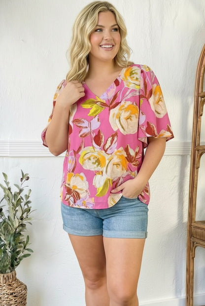 Floral Muse V Neck Blouse - Bitsy Gypsy Boutique