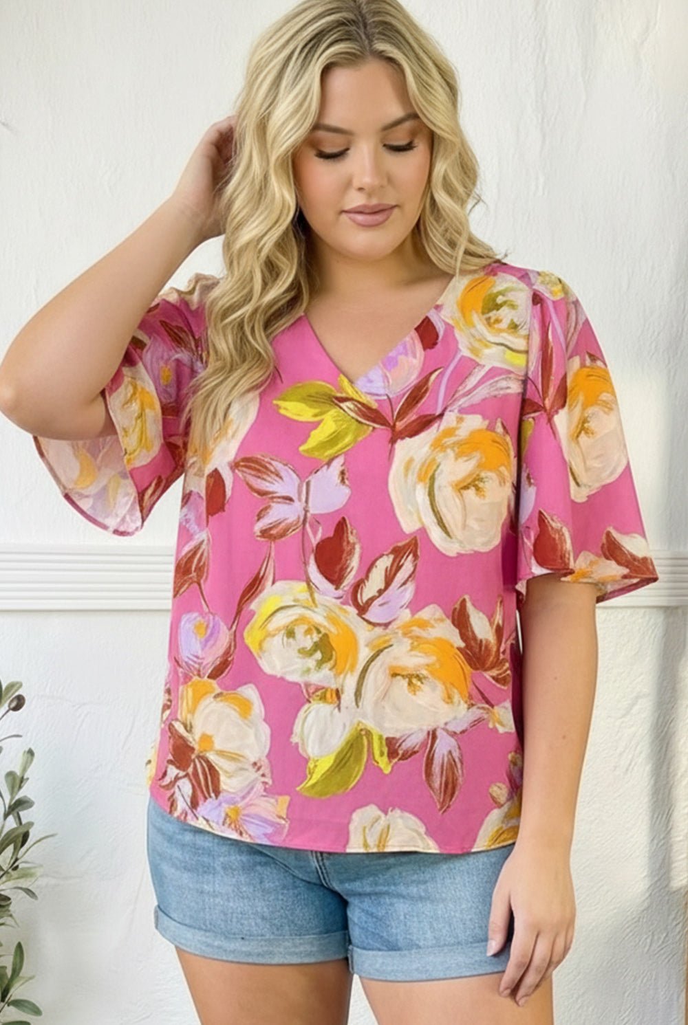 Floral Muse V Neck Blouse - Bitsy Gypsy Boutique