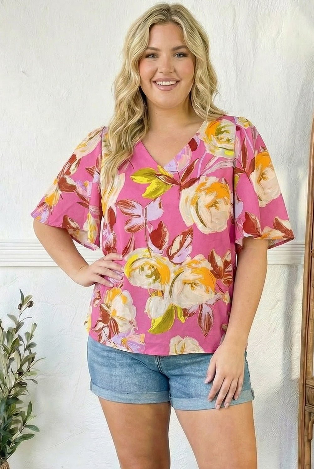 Floral Muse V Neck Blouse - Bitsy Gypsy Boutique